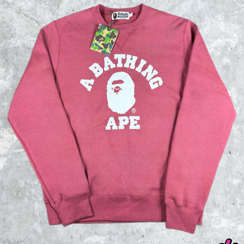 BAPE College Logo Burgundy Crewneck Sweater Size Large