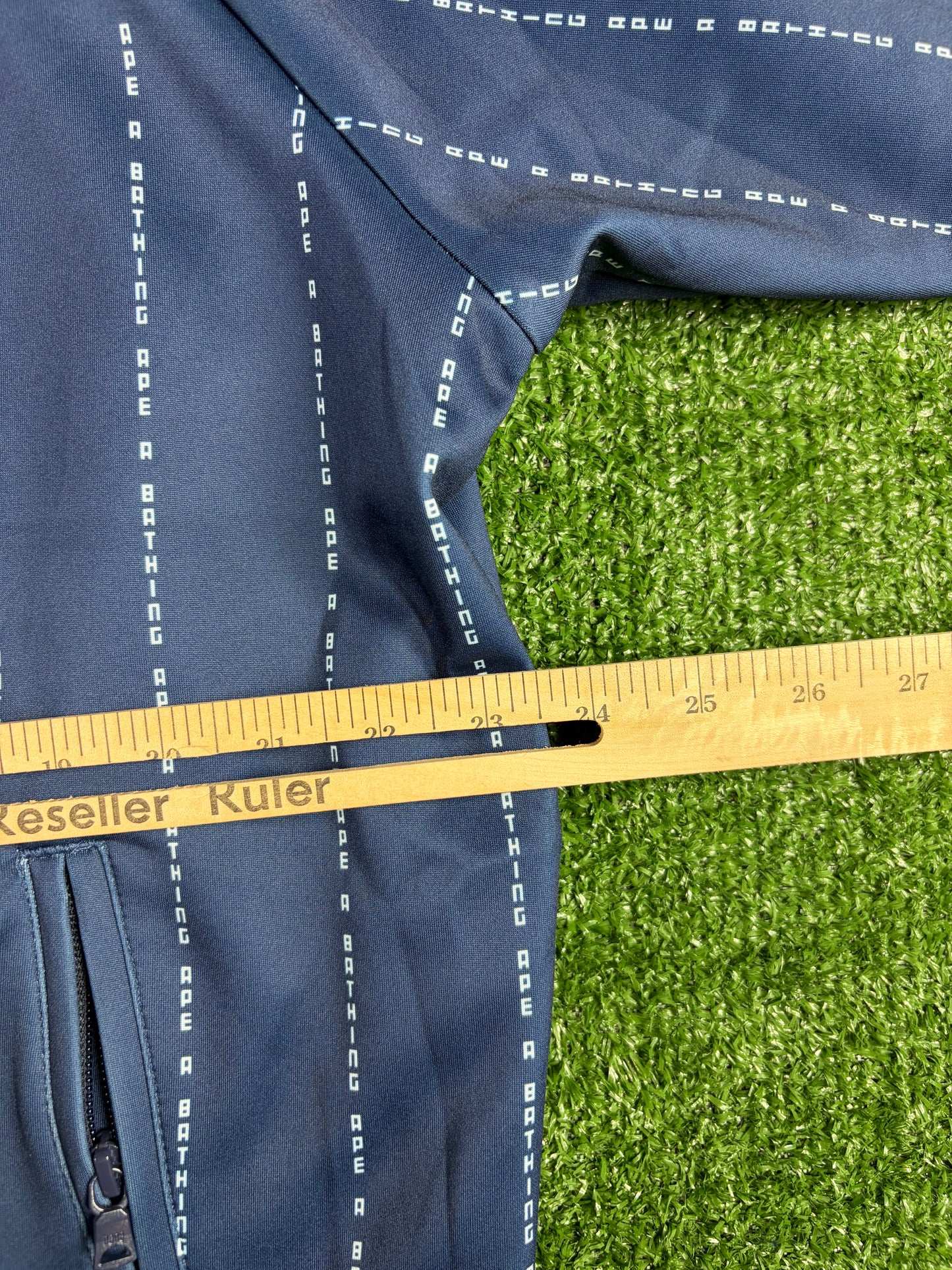 BAPE Text Stripe Full-Zip Navy jersey Top Size XL