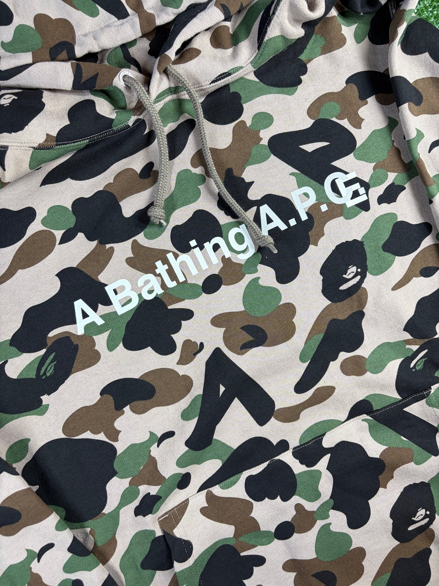 BAPE x A.P.C. Beige Camo Pullover Hoodie Size XXXL