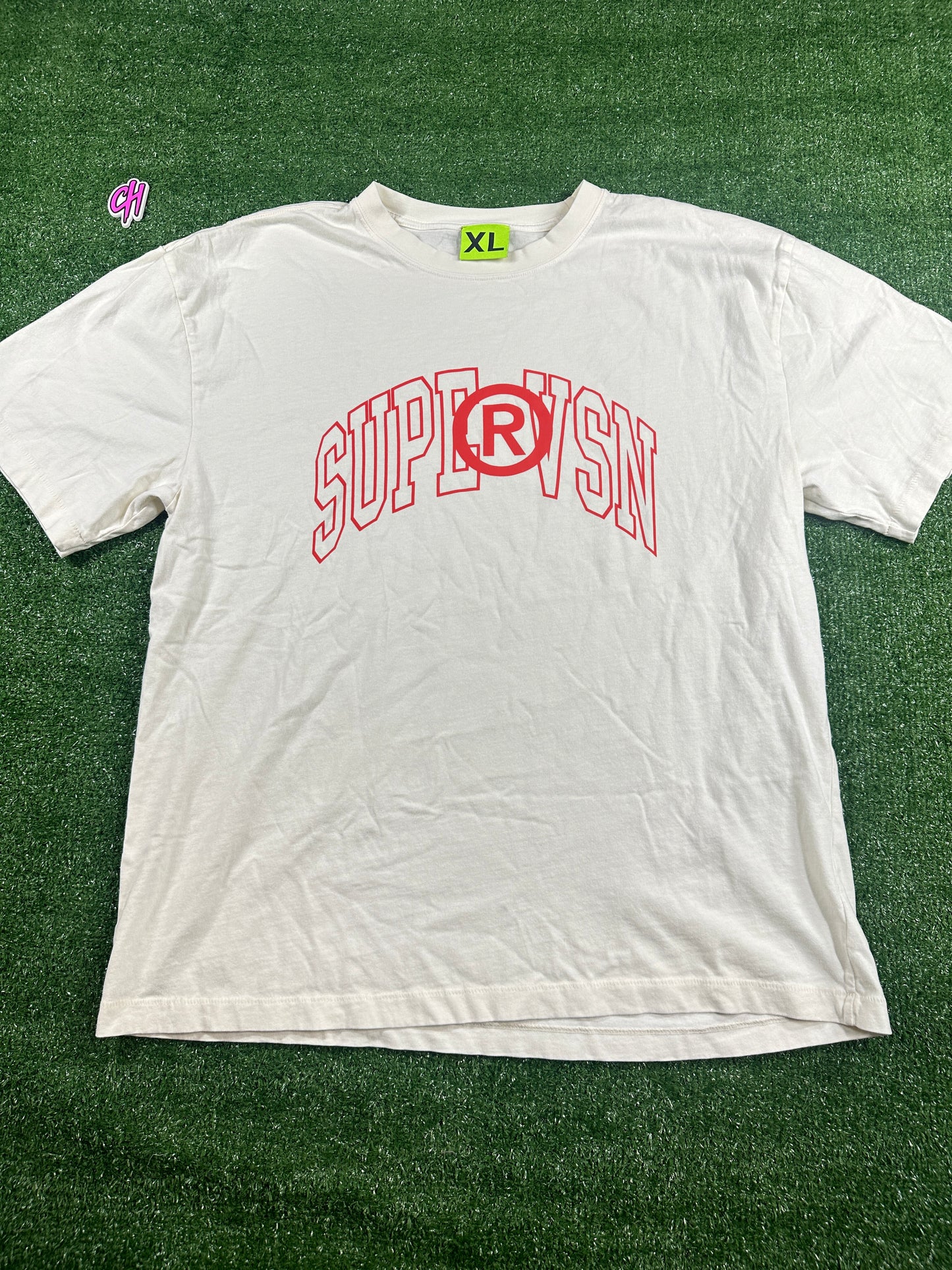 Supervsn White 'Arch Logo' Men's T-Shirt (USED) - Size XL