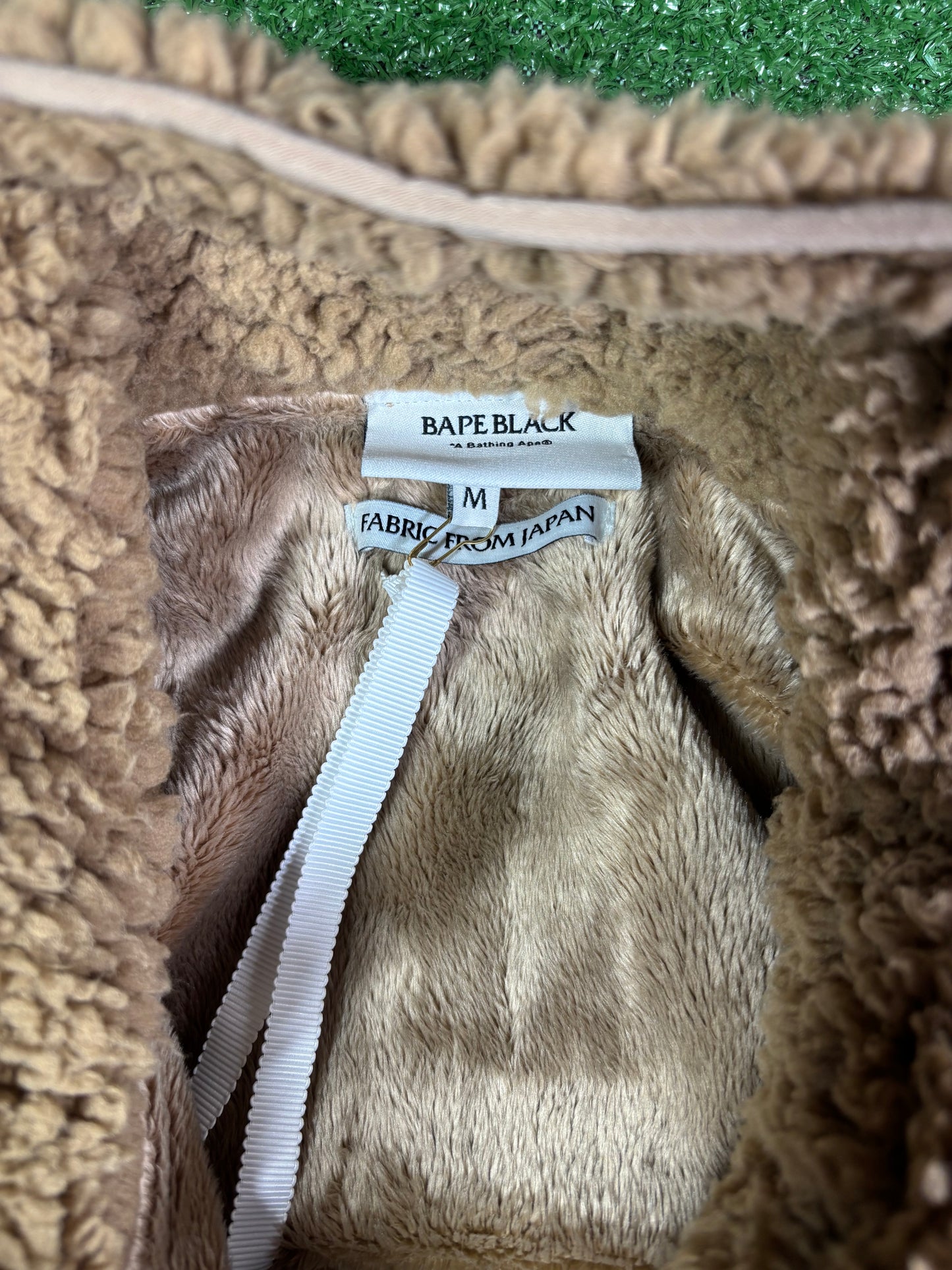 Bape Black Full-Zip Sherpa Beige Jacket Size Medium (MSRP: $480.00)