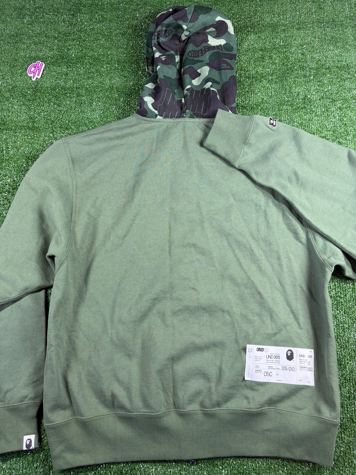 Bape X Undefeated Green Color Camo Zip-Up Hoodie Medium