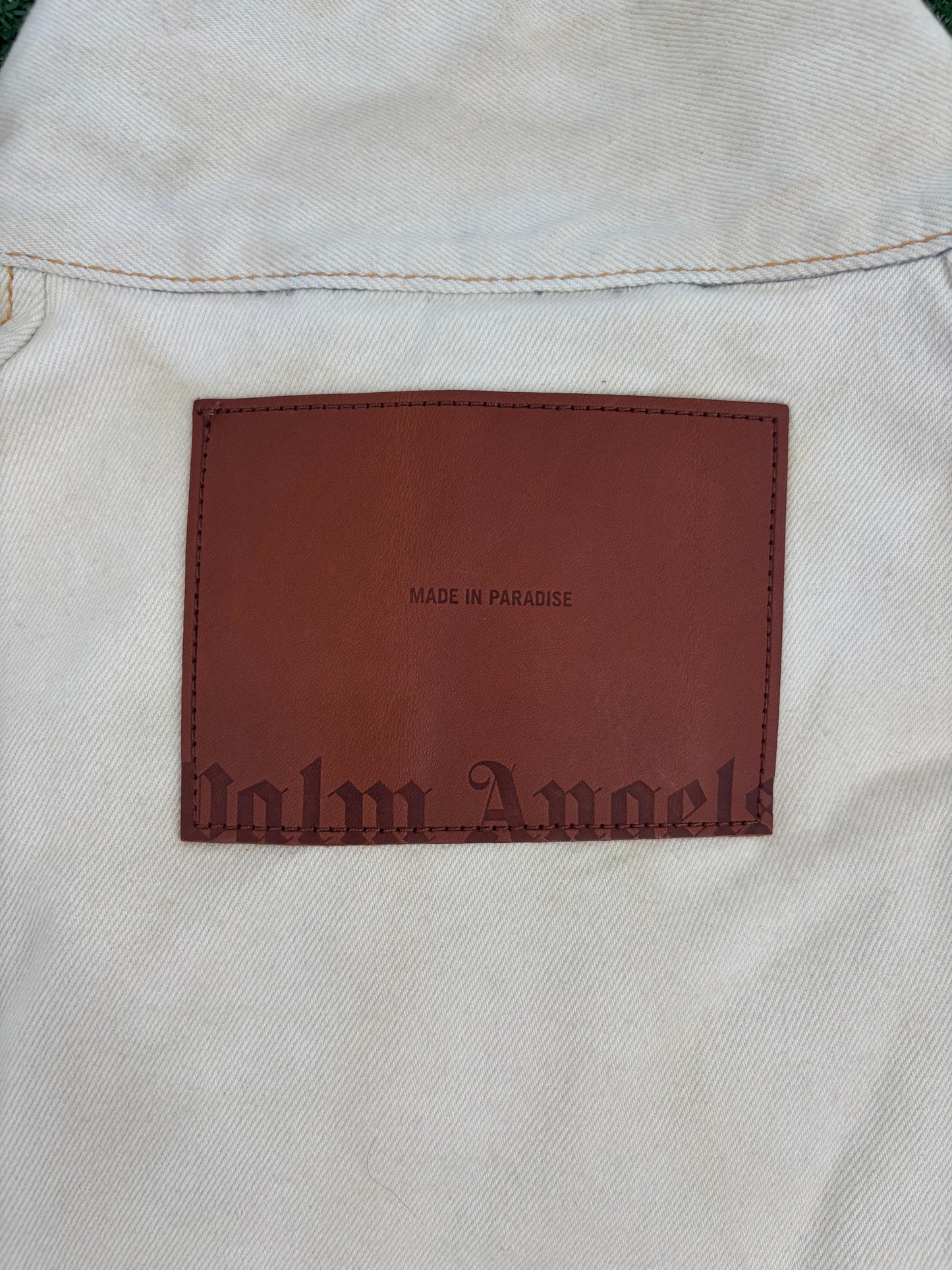 Palm Angels Dirtybull Mulholland Beige Denim Jacket Size Large (MSRP: $925.00)