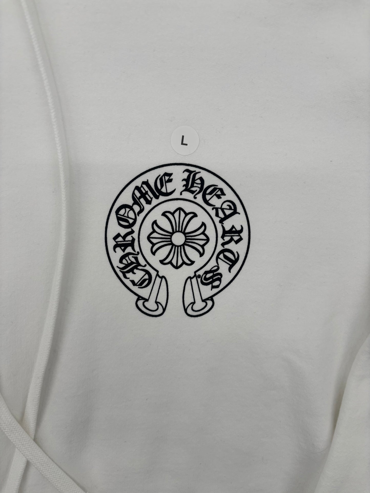 Chrome Hearts Miami Horseshoe Logo White Hoodie Size Large