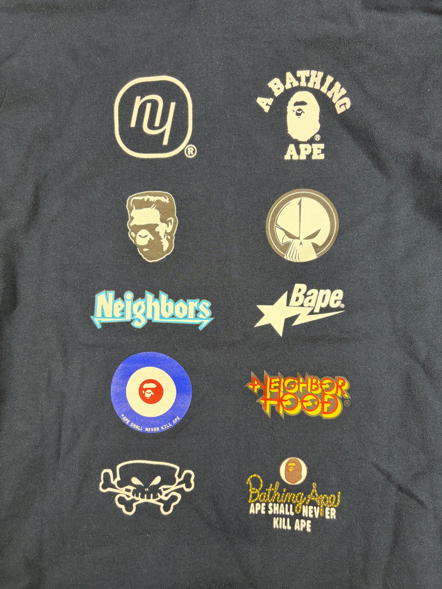 BAPE X Neighborhood Relaxed Fit Navy Hoodie Size Medium