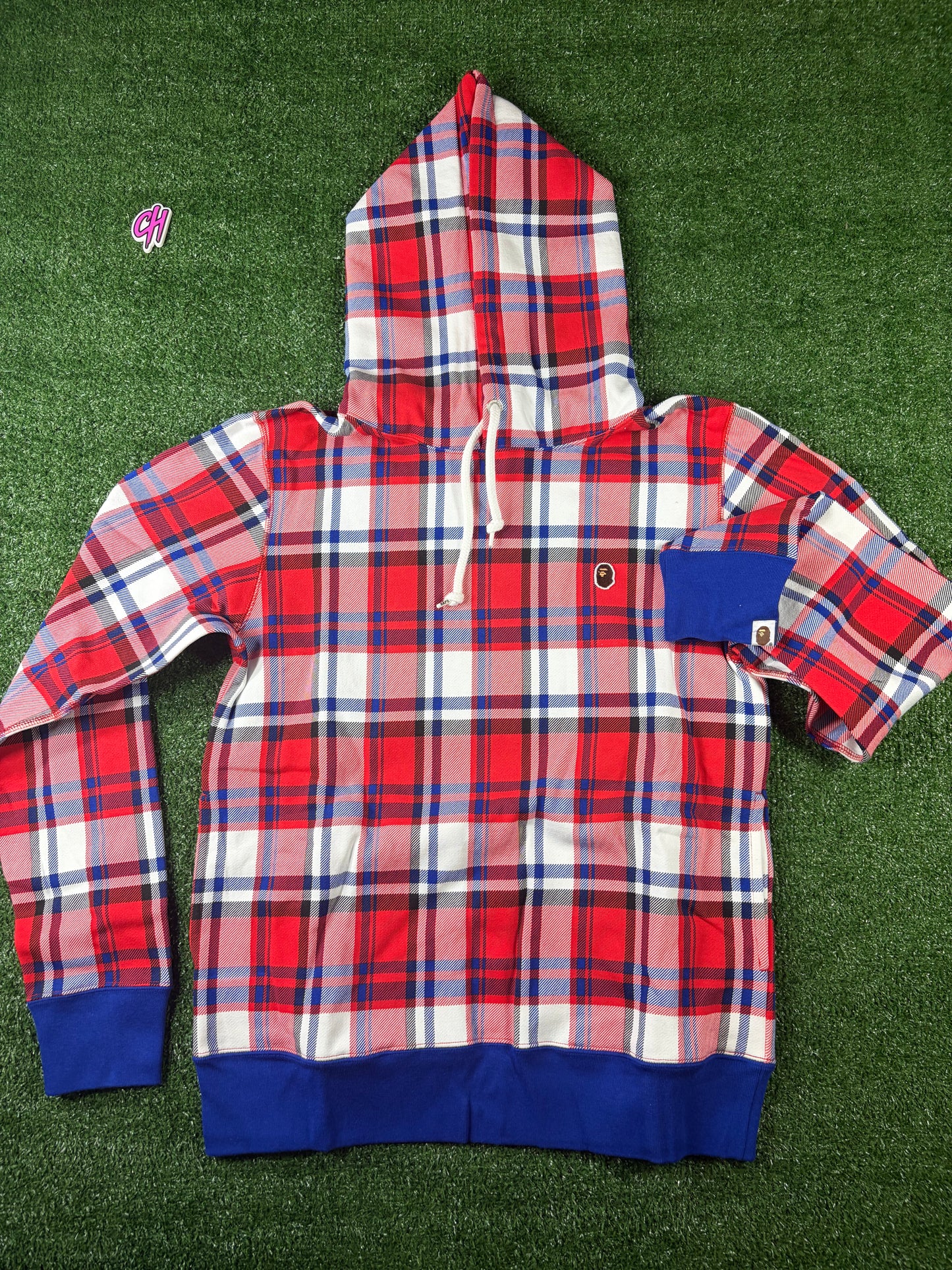 Bape London Plaid Check Wide Pullover Hoodie Size XXL
