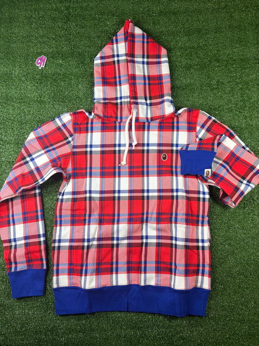 Bape London Plaid Check Wide Pullover Hoodie Size XXL