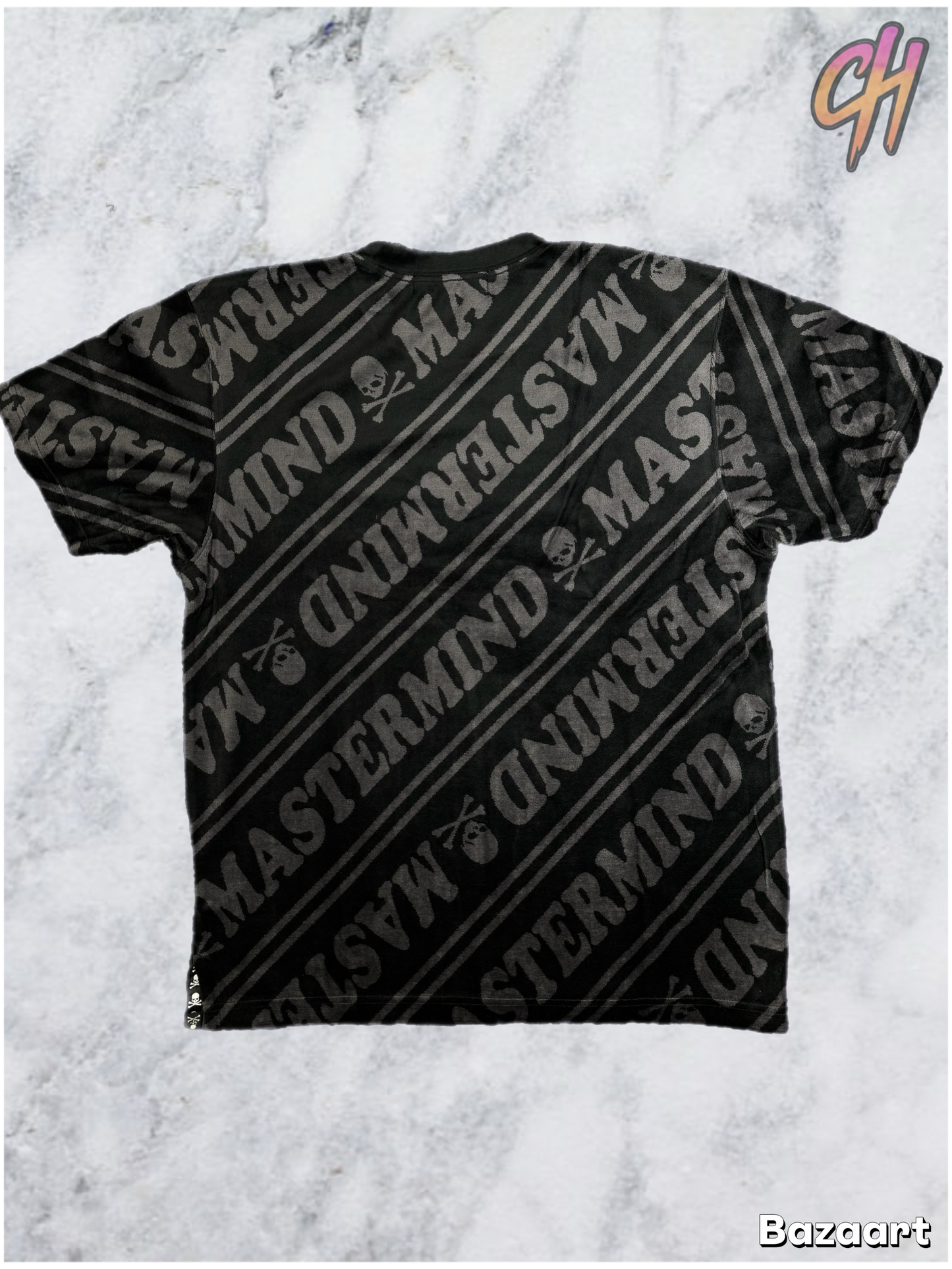 Mastermind Vs. Bape Velour Diagonal Black T-Shirt Size Large