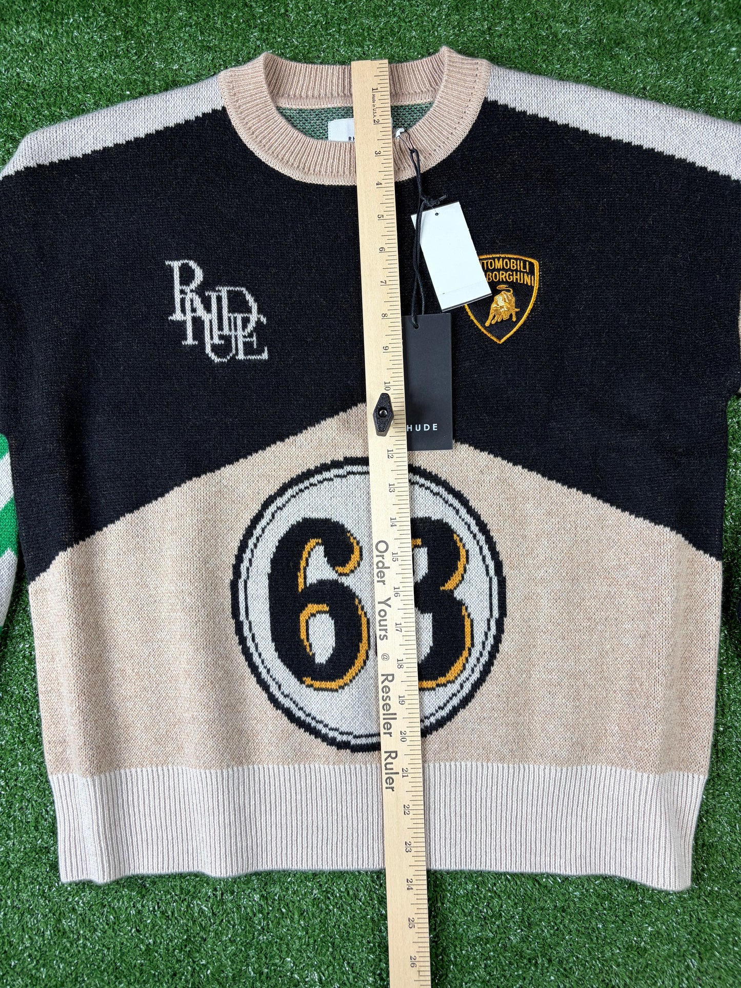 Men's RHUDE X Lamborghini Authentic Knitted Crewneck Sweater SM MSRP: $2,360