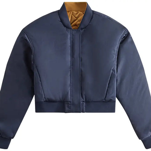 KITH Women's Landry Cropped Satin Bomber - Navy XL MSRP: $250