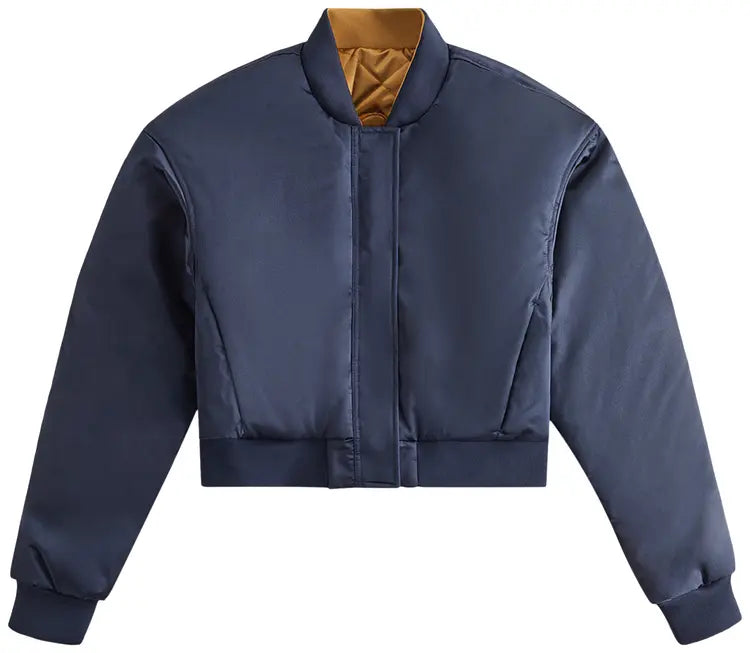 KITH Women's Landry Cropped Satin Bomber - Navy XL MSRP: $250