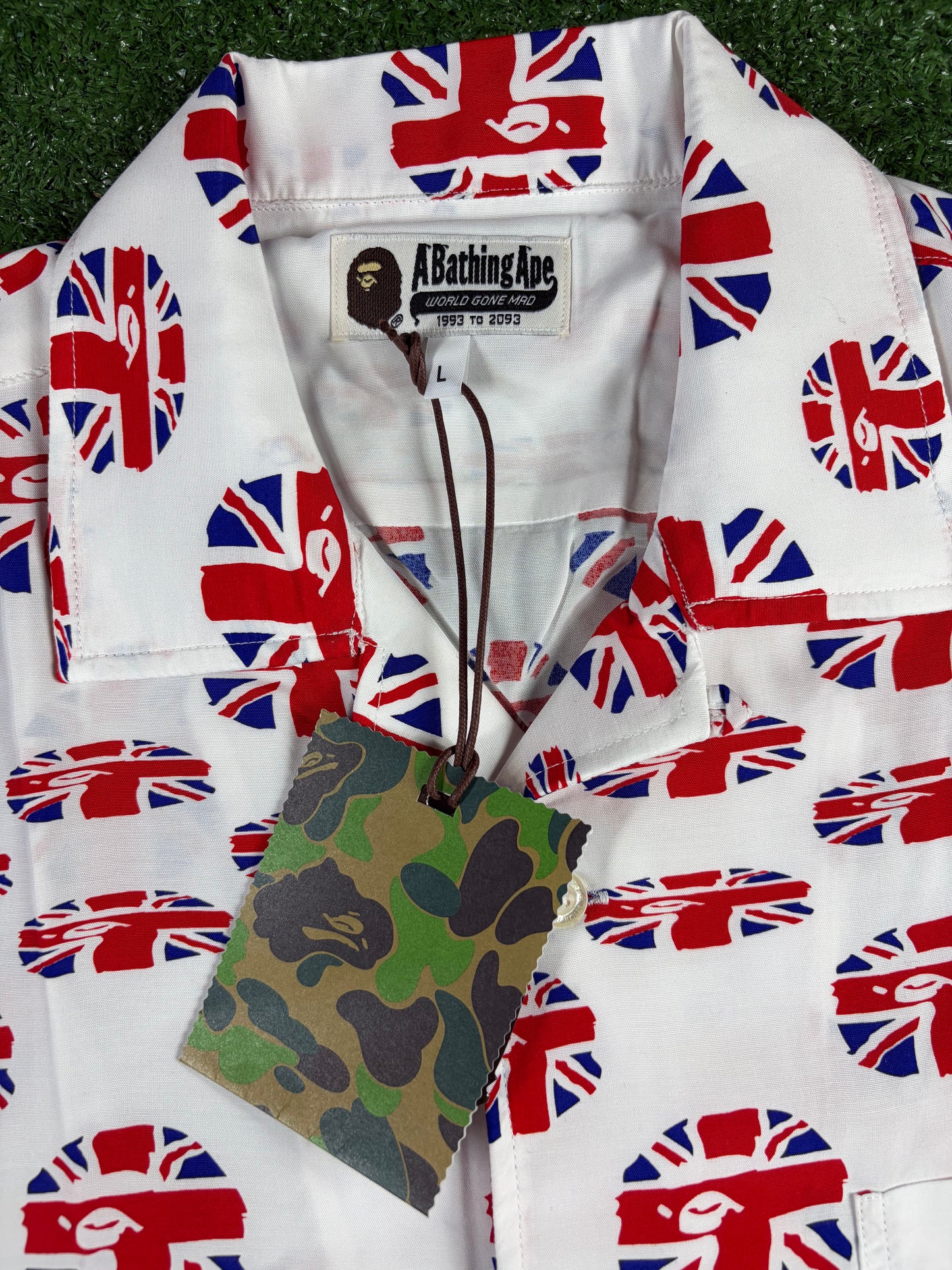 Bape London Union Jack Button-Up S/S Shirt Size XL