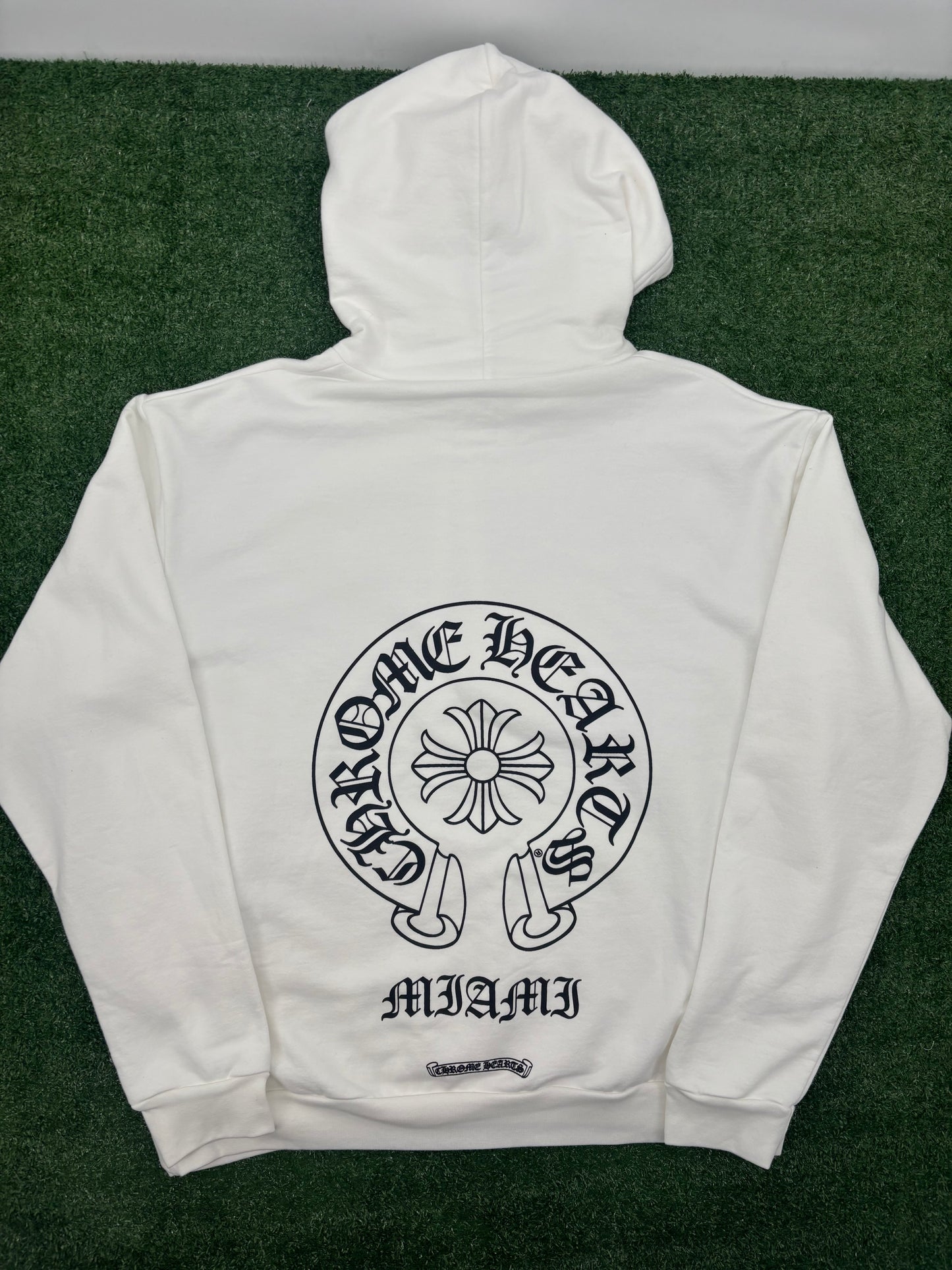Chrome Hearts Miami Horseshoe Logo White Hoodie Size Large