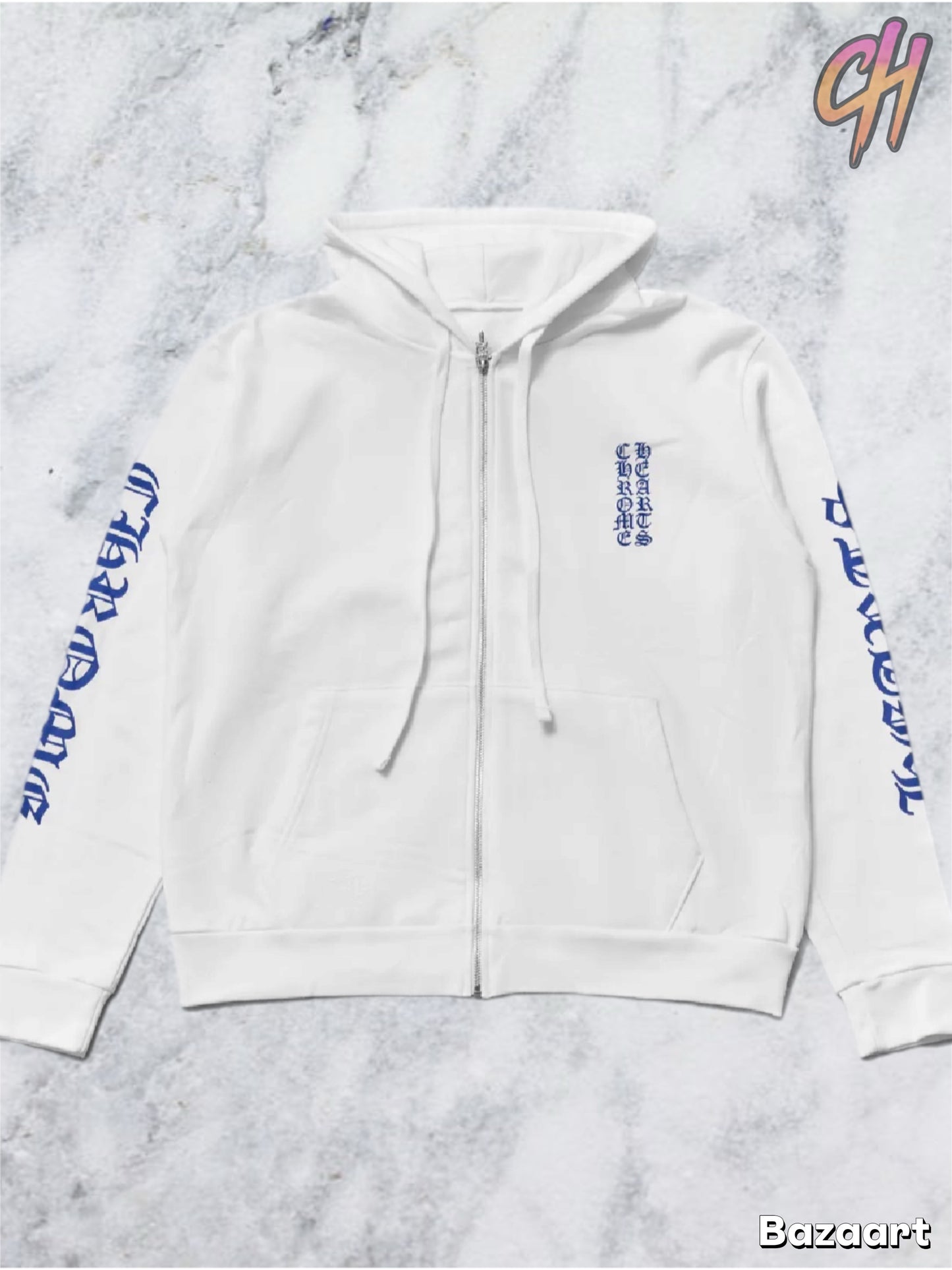 Chrome Hearts Thermal Blue Letter Full Zip Up White Size Small Mens