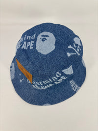 Bape X Mastermind World Indigo Denim Bucket Hat Size Medium