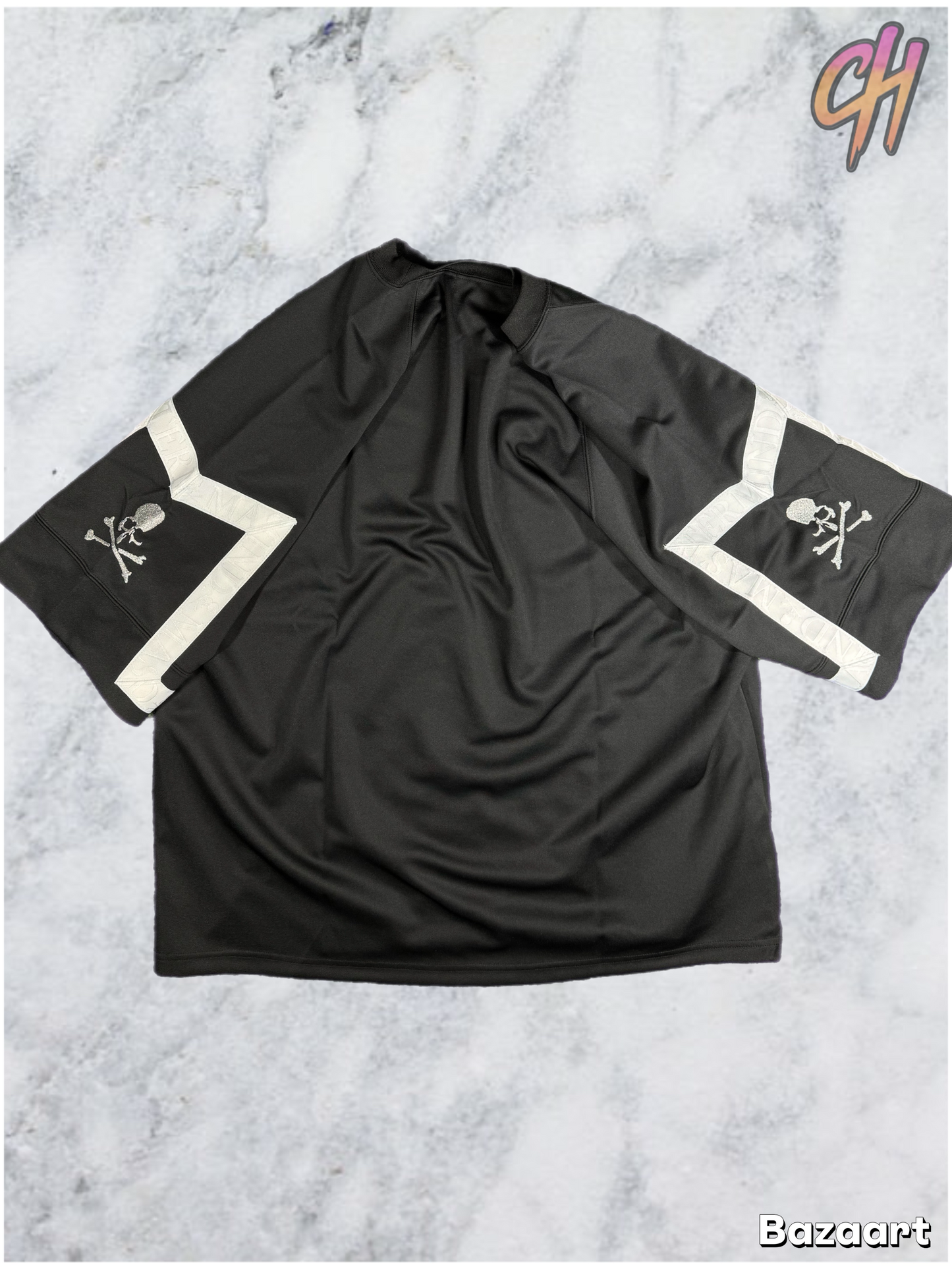 Mastermind Vs. Bape Jacquard Tape Black T-Shirt Size Large (MSRP:$409.00)