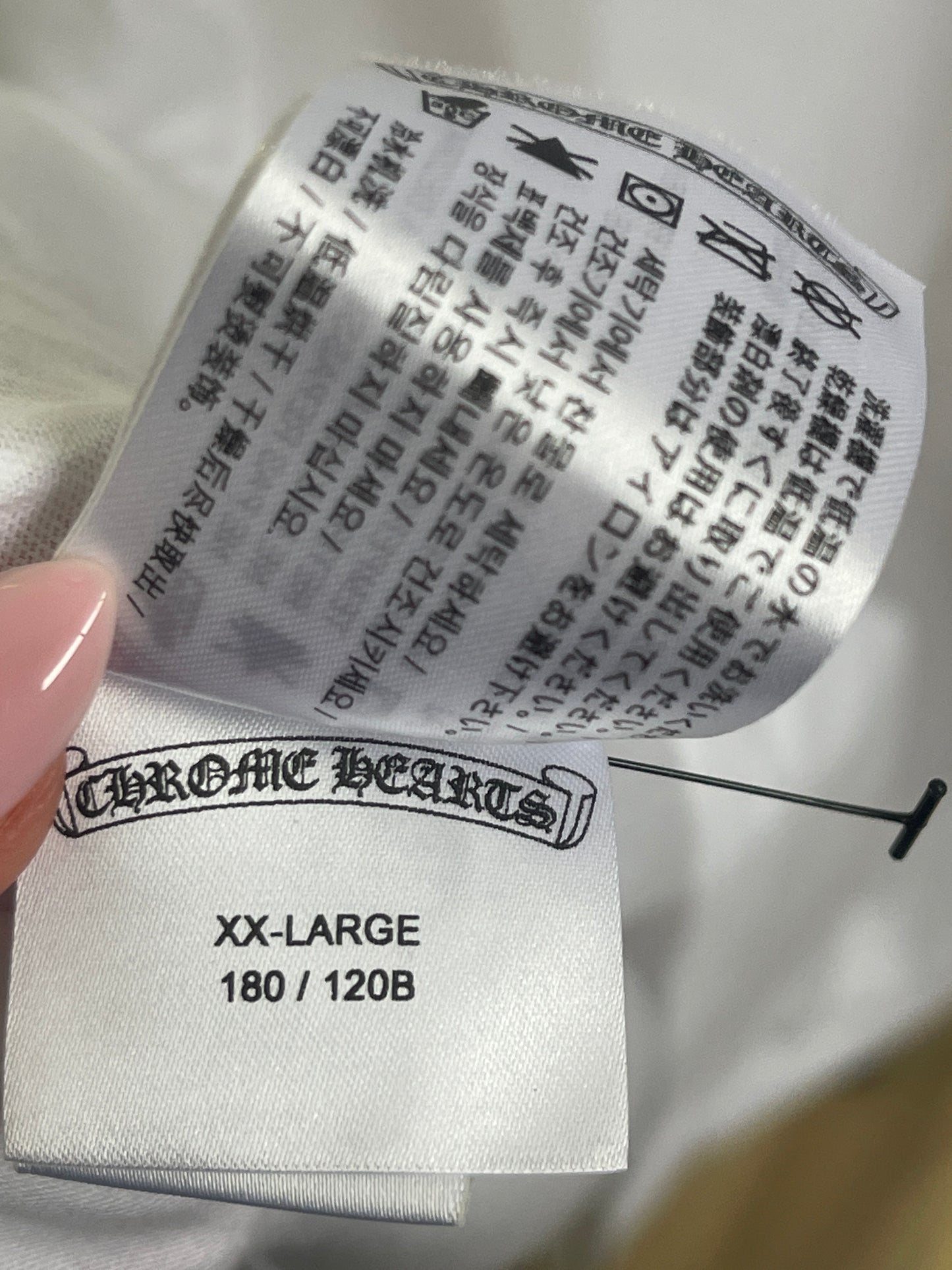 Chrome Hearts Blue Neck Logo White L/S Shirt - Size XXL Brand New