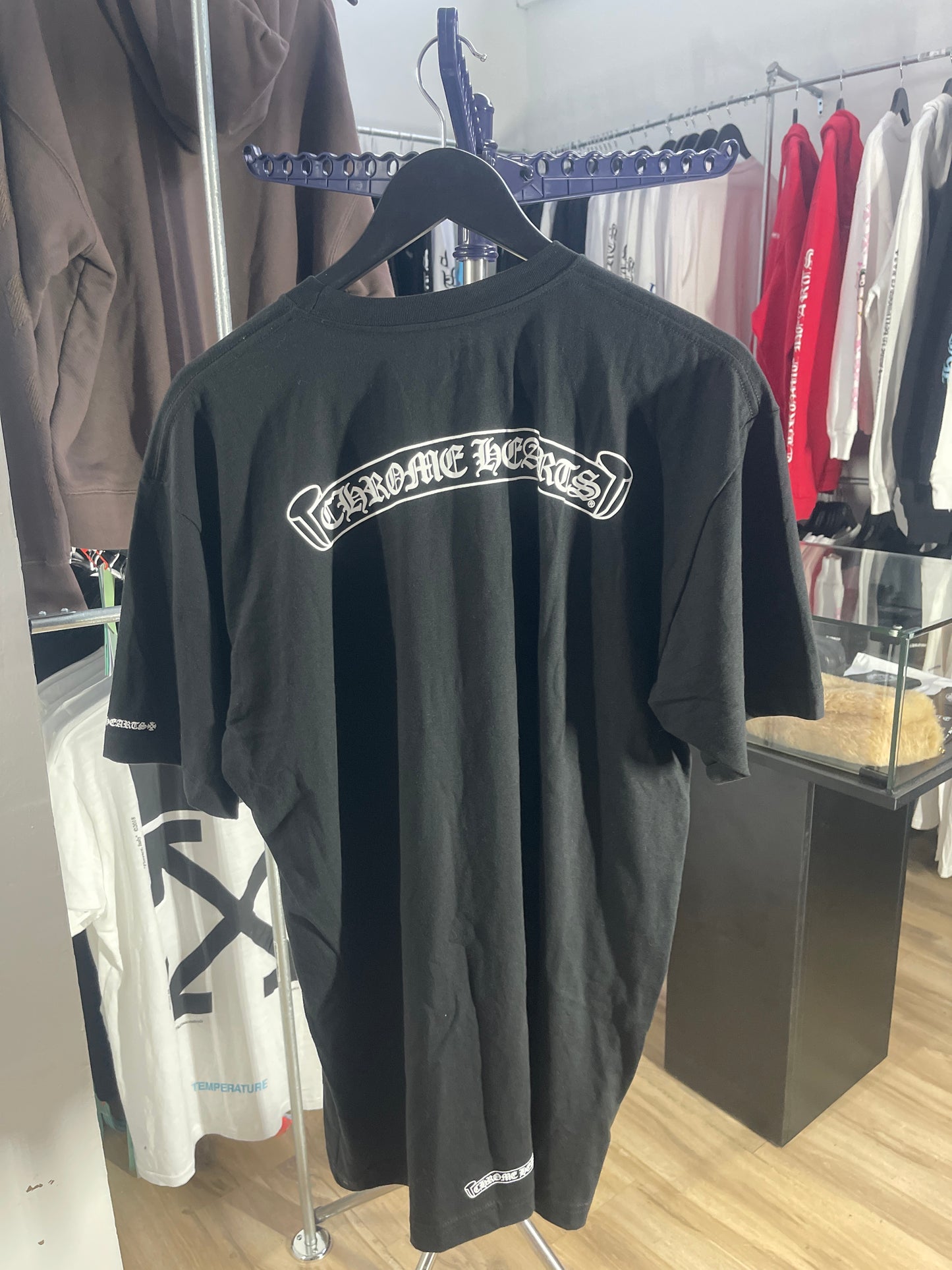 Chrome Hearts Black Scroll Logo Pocket S/S T-Shirt - Size XL
