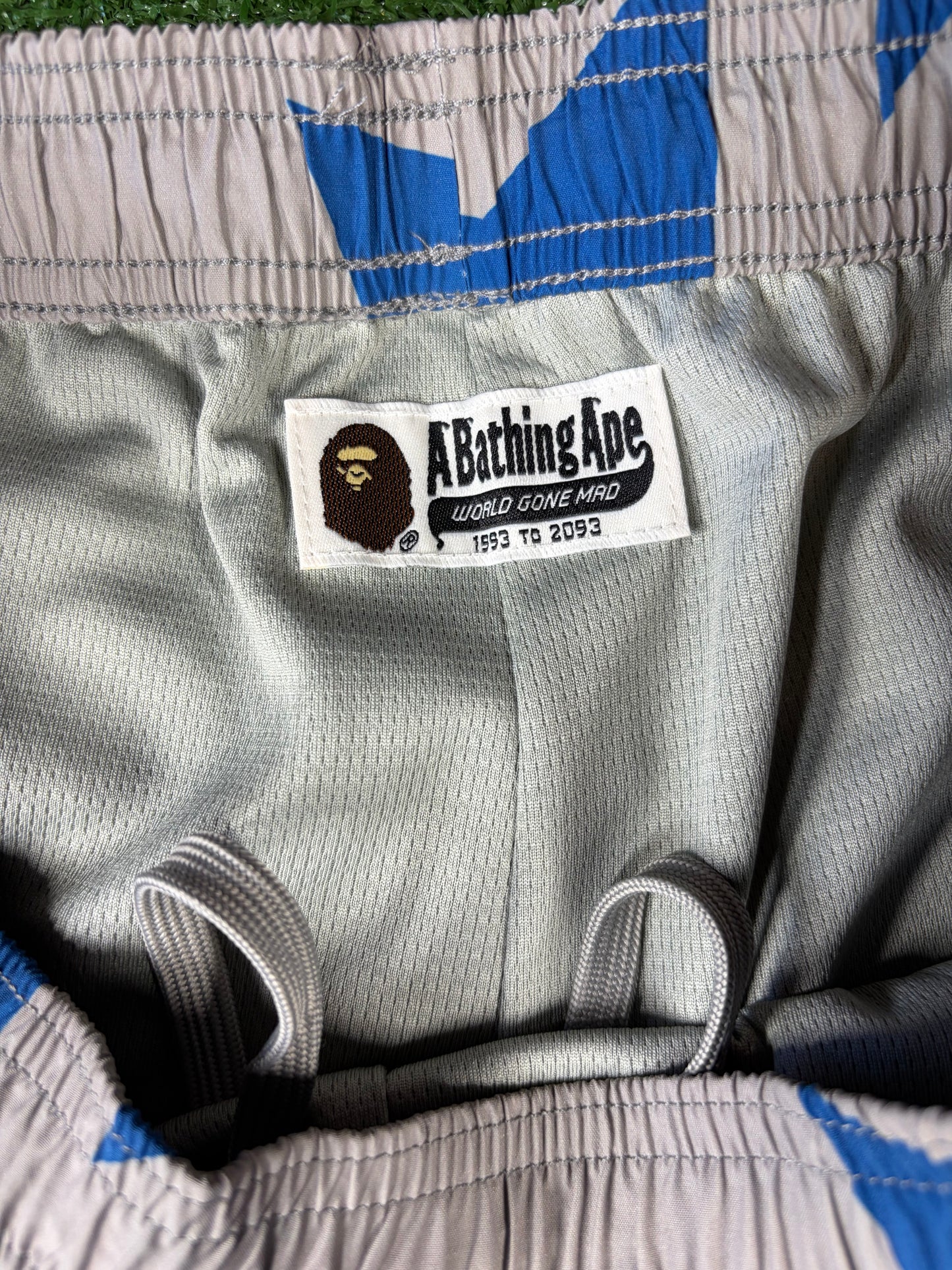 Bape Bapesta Pattern Grey Beach Shorts Size XL