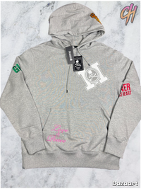 Mastermind World Vs. Bape All-Over Embroidered Grey Hoodie Size Medium