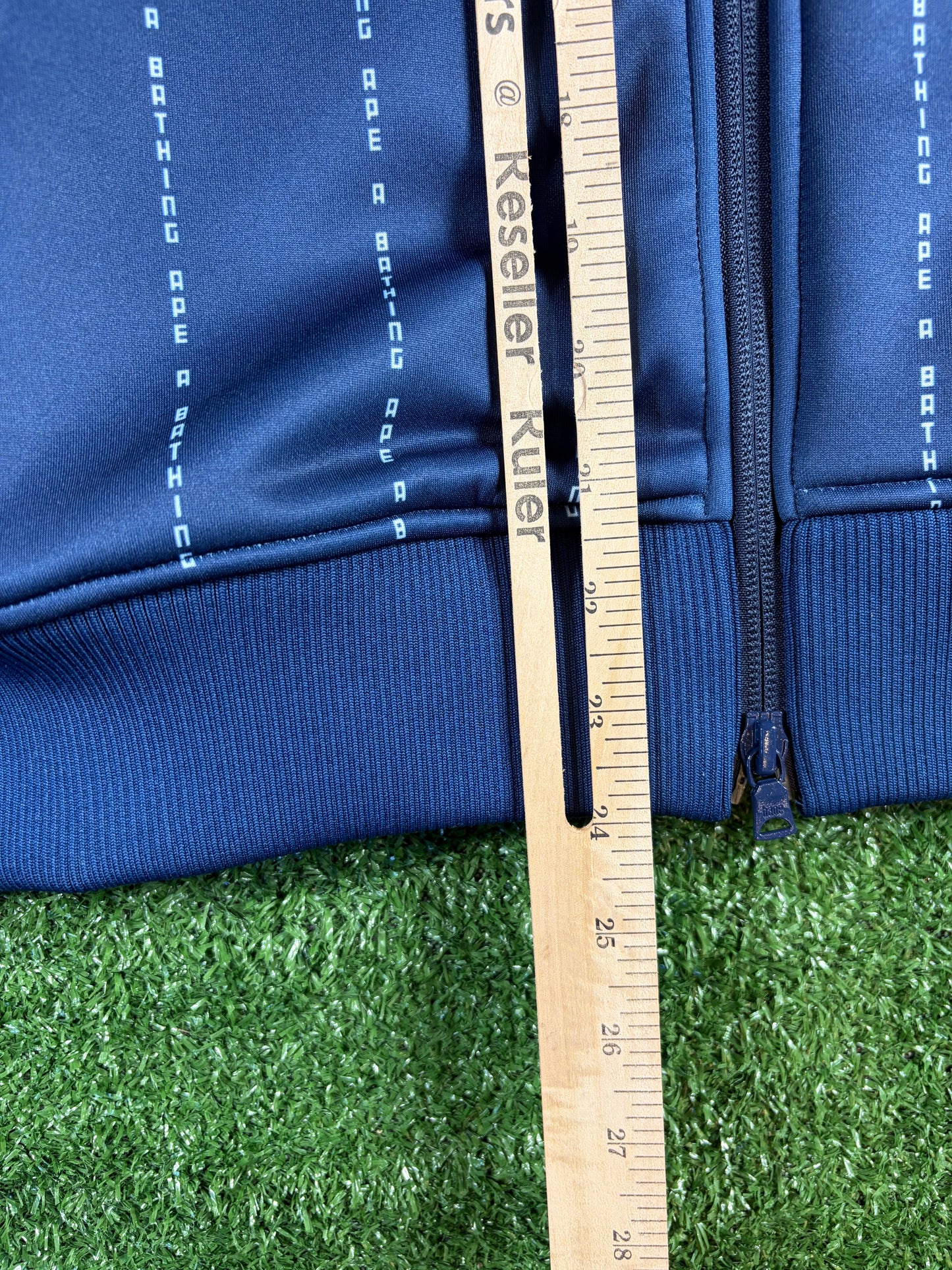 BAPE Text Stripe Full-Zip Navy jersey Top Size XL