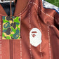 BAPE Text Stripe Full-Zip Brown Jersey Top Size Large