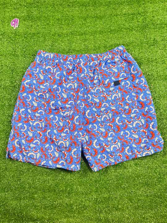 Vineyard Vines 'Shrimps' Printed Men's Blue Swimtrunks - Size Medium