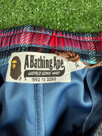 Bape Plaid Check Navy Jersey Track Pants Size XL