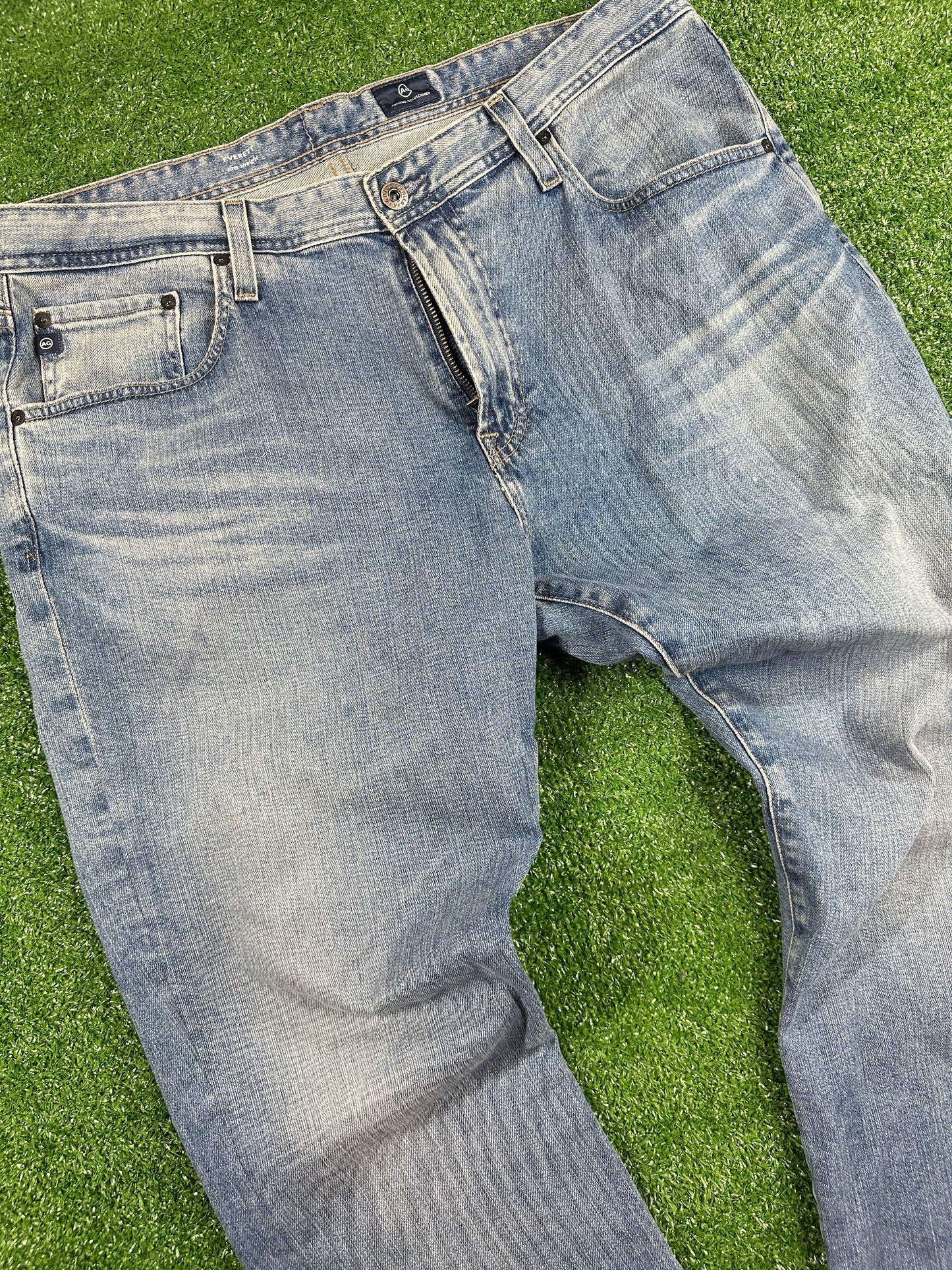 AG Men's Indigo Light Washed Denim Jeans (USED) - Size 36W/32L