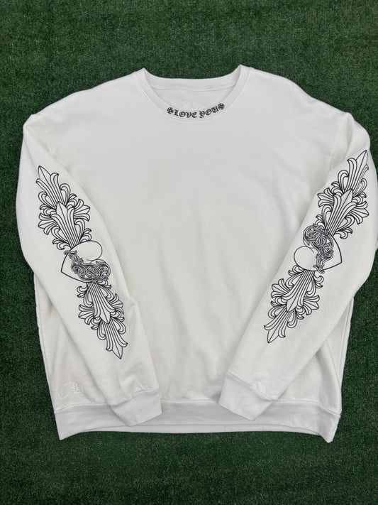 Chrome Hearts "Love You" Letter White Crewneck Sweater Size XXL
