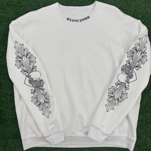 Chrome Hearts "Love You" Letter White Crewneck Sweater Size XL