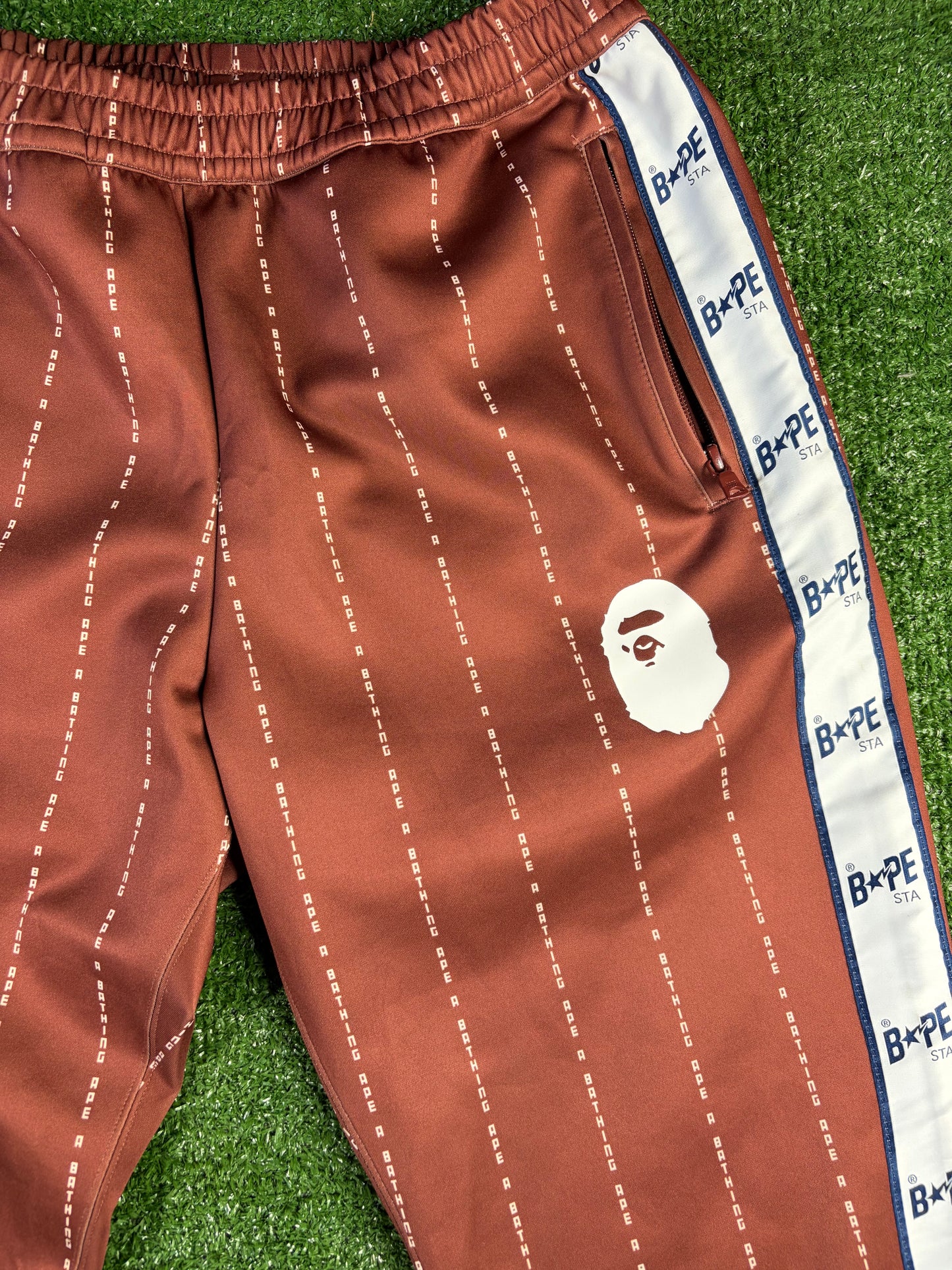 BAPE Text stripe Jersey Track Pants Size Large