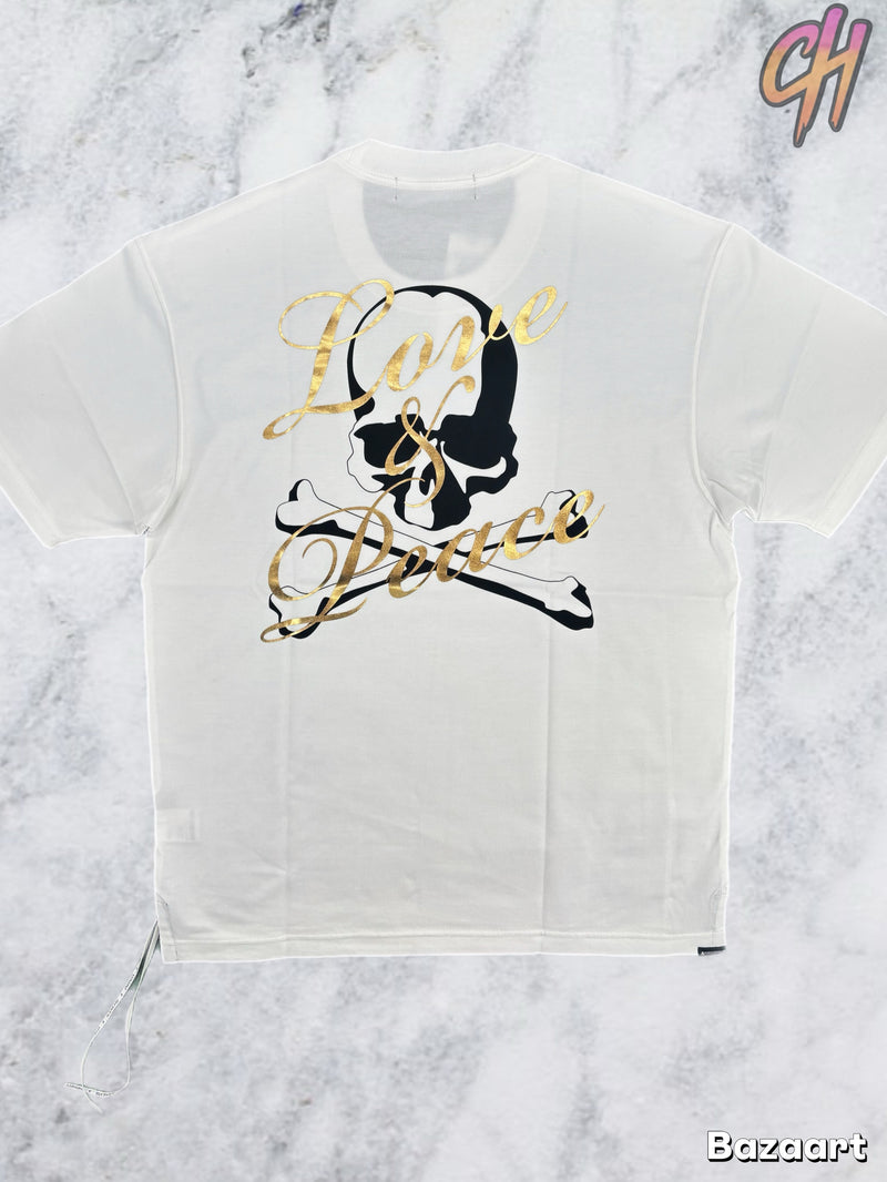 Mastermind World 'Love & Peace' White T-Shirt Size Medium (MSRP: $889.00)