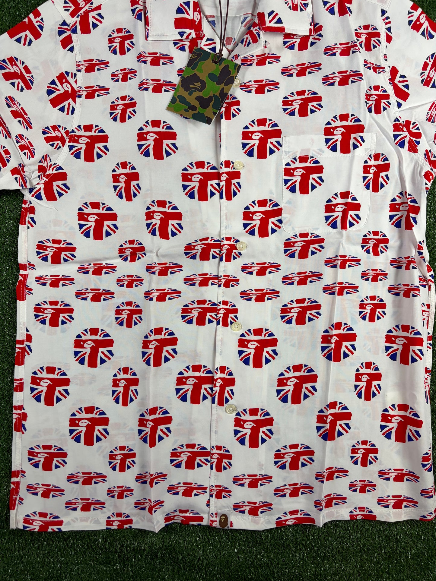 Bape London Union Jack Button-Up S/S Shirt Size XL