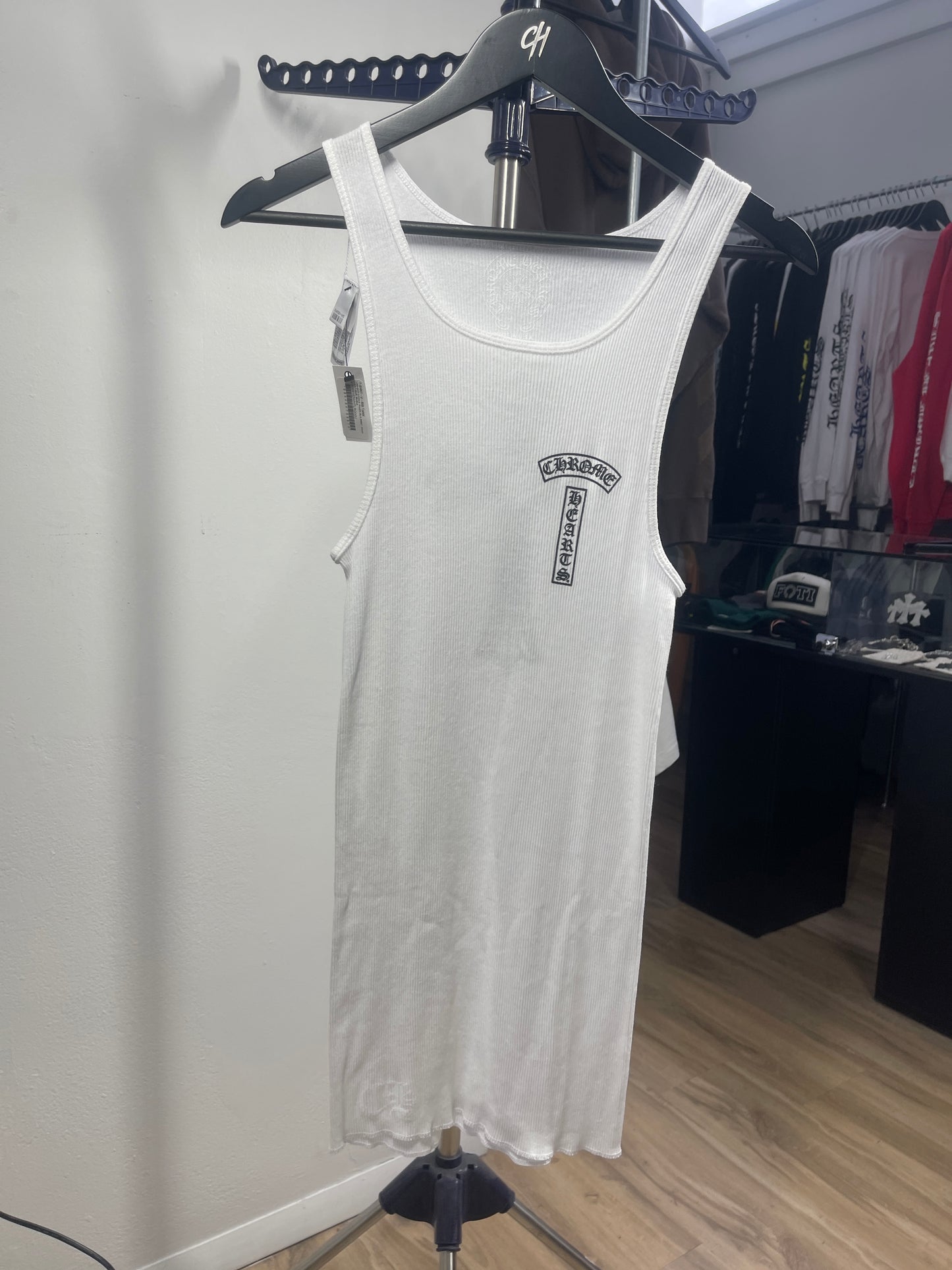 Chrome Hearts T-Bar Cross Logo White Tank Top - Size Large