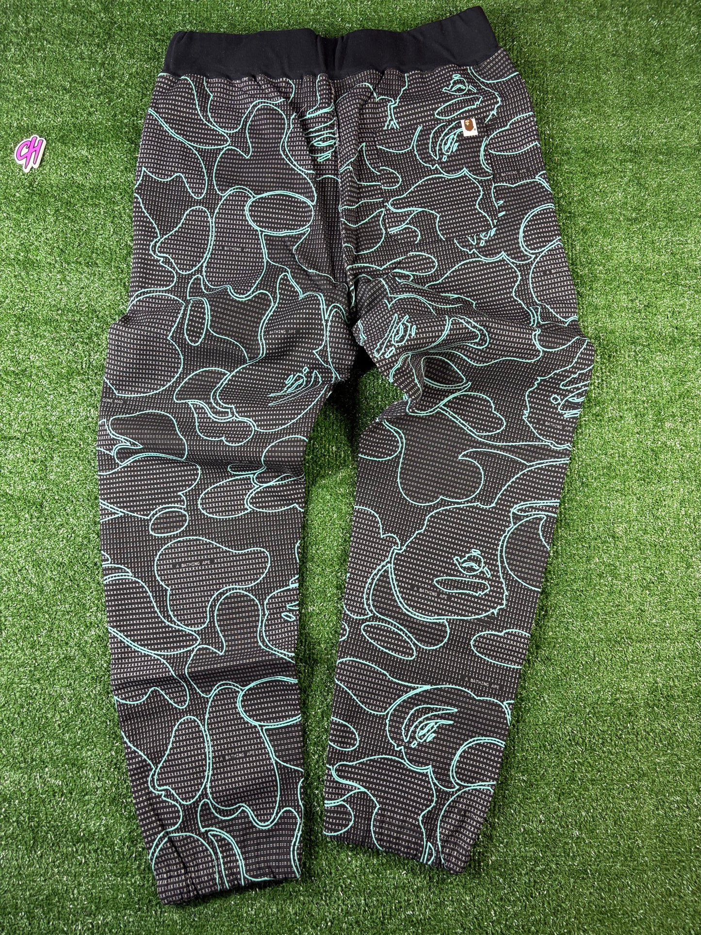 Bape Text Code Camo Black Jogger Sweatpants Size Large