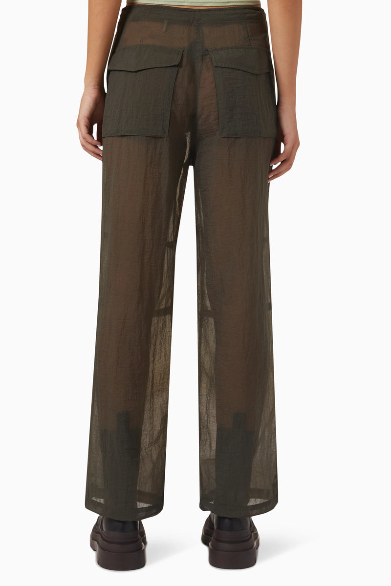 Kith Women's Nuru Sheer Parachute Pant - Dark Green 25 MSRP: $210