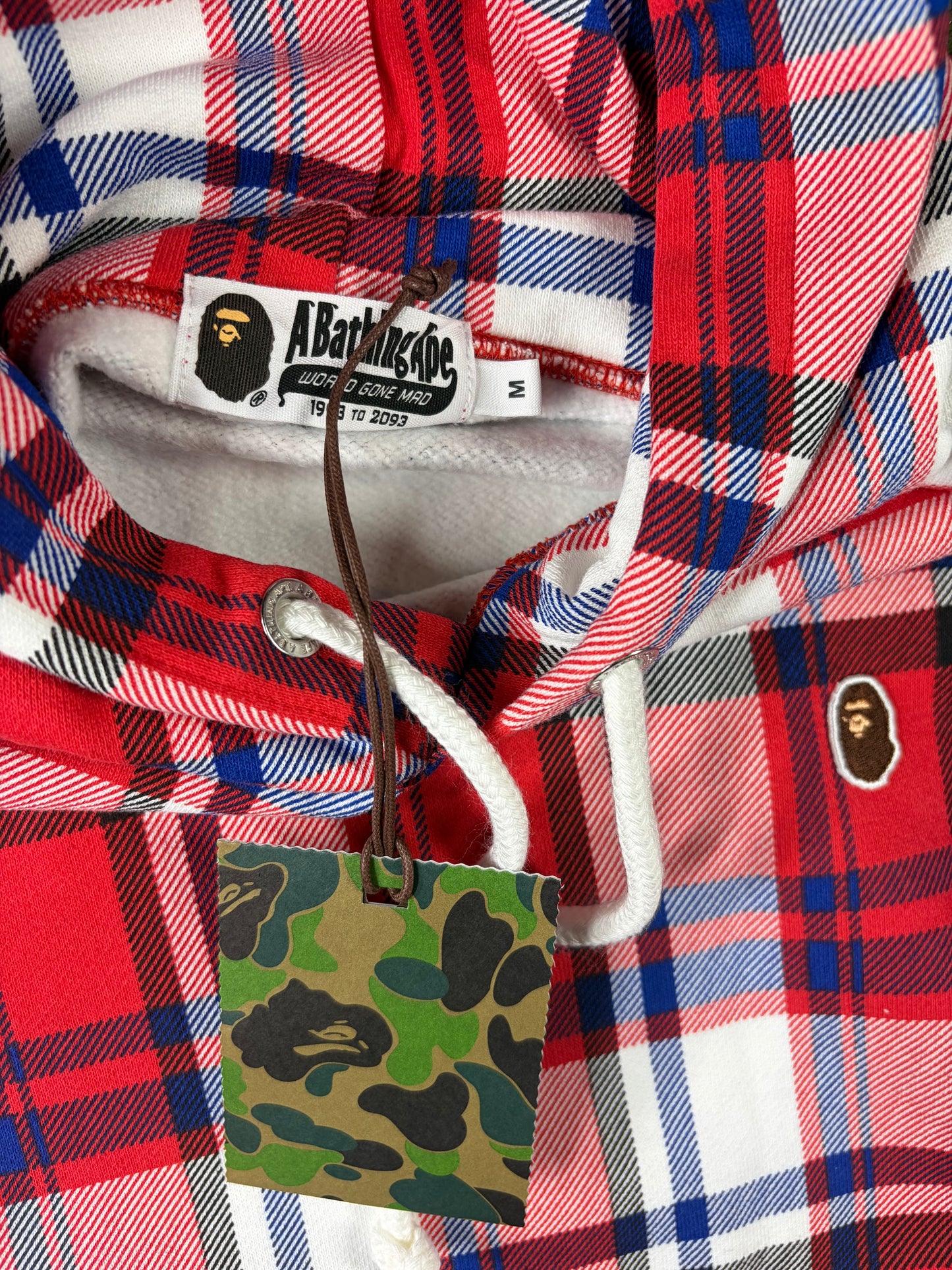 Bape London Plaid Check Wide Pullover Hoodie Size XXL