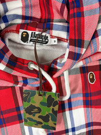 Bape London Plaid Check Wide Pullover Hoodie Size Small