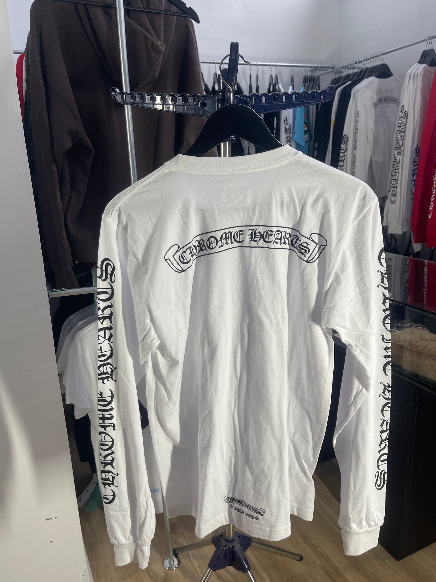 Chrome Hearts F*** You Scroll Logo Long Sleeve Shirt White