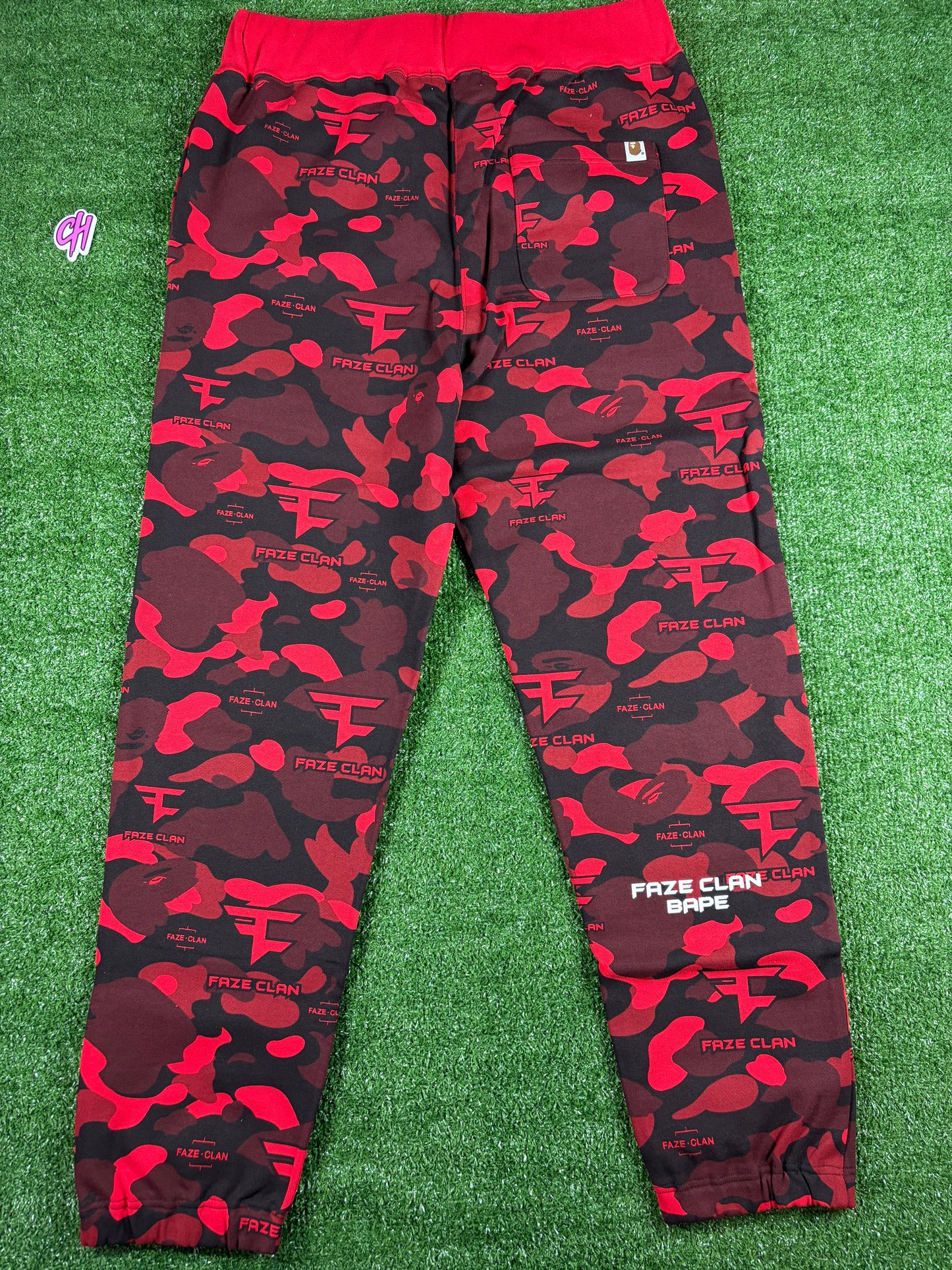 BAPE X Faze Clan Red Camo Sweatpants Size Large