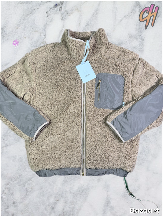 Bape Black Full-Zip Sherpa Beige Jacket Size Medium (MSRP: $480.00)