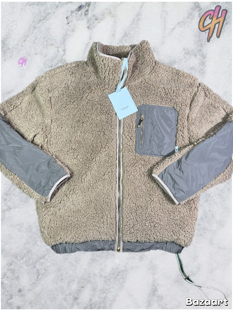 Bape Black Full-Zip Sherpa Beige Jacket Size Medium (MSRP: $480.00)