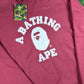 BAPE College Logo Burgundy Crewneck Sweater Size Large