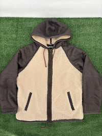 Supreme FW17 Reversed Shearling Hooded Beige/Brown Jacket Size Medium