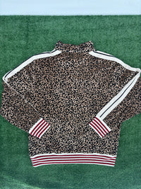 Palm Angels Leopard Print Quarter ZIp Track Sweatshirt Size XXL (MSRP: $810)