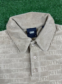 Kith Graham Velour Beige Men's Polo Shirt (STAINED) - Size Small