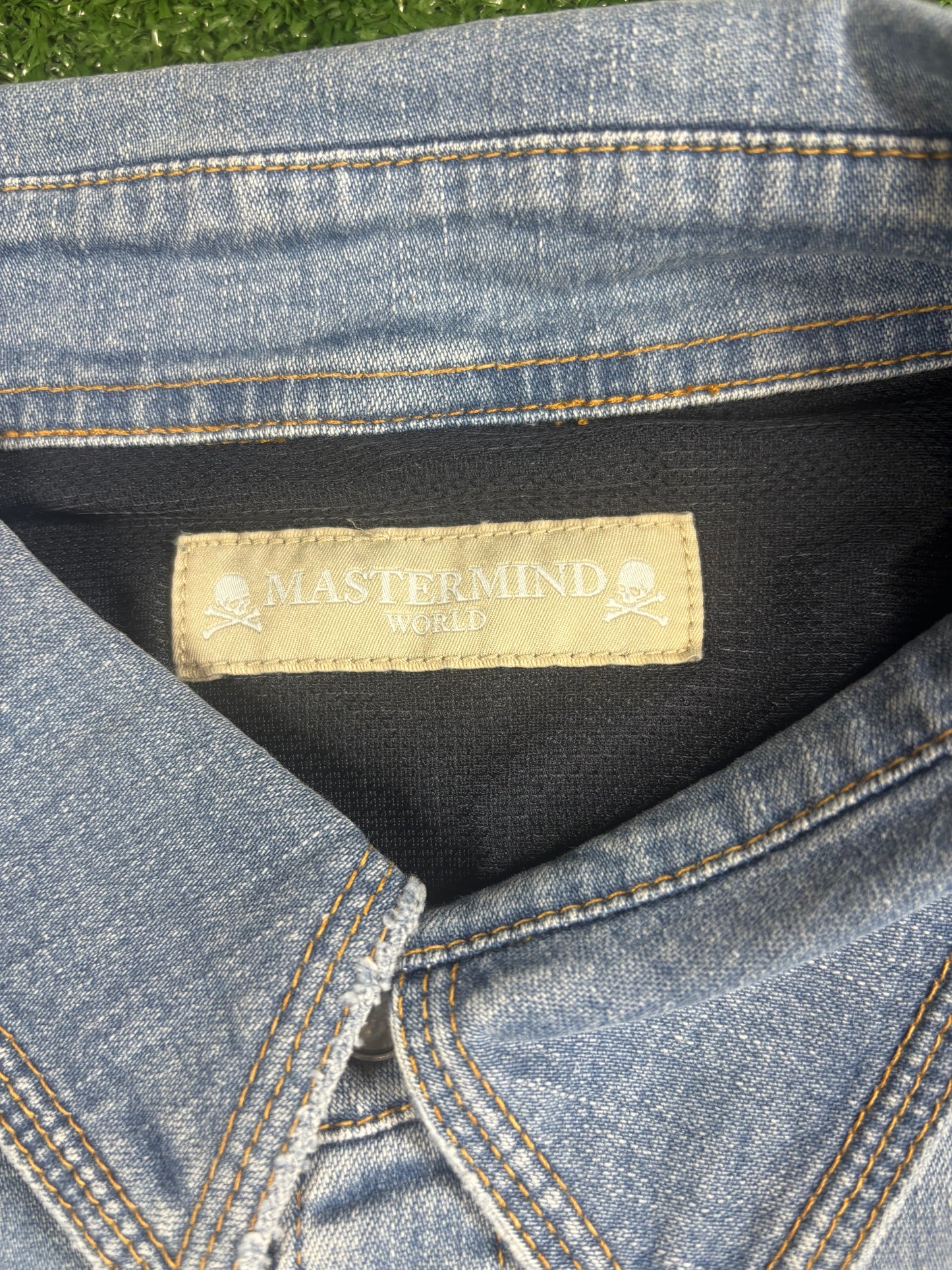 Mastermind Vs. Bape Light Oz Washed Denim Shirt Size Large