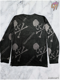 Mastermind Vs. Bape Velour Black All Over L/S Shirt Size Small