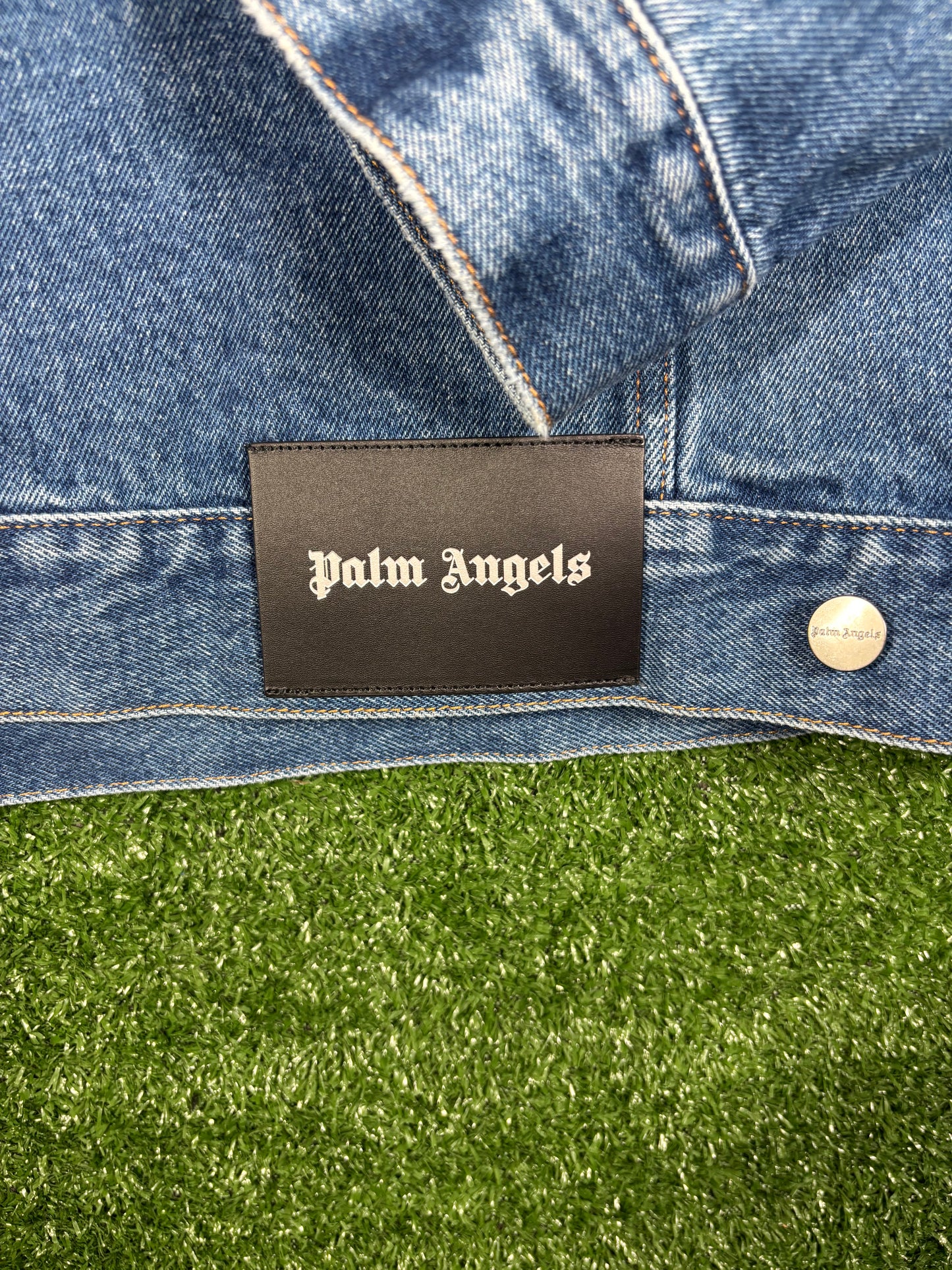 Palm Angels Indigo Track Denim Jacket Size XL (MSRP: $825)